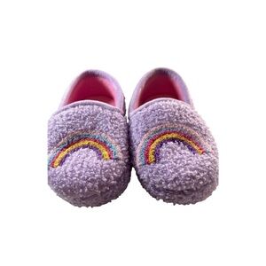 Wonder Nation Lavender Fuzzy Rainbow Slippers for Kids